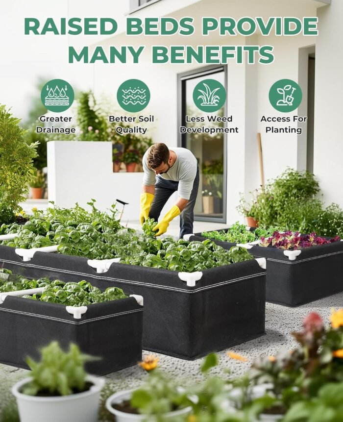 HIRALIY Fabric Raised Beds,Elevated Raised Garden Grows Beds for Outdoor Gardening,Portable Garden Planters,Planter Box for Growing Flowers and Vegetables（6.2 x 1.62 x 1 Ft） - Image 8