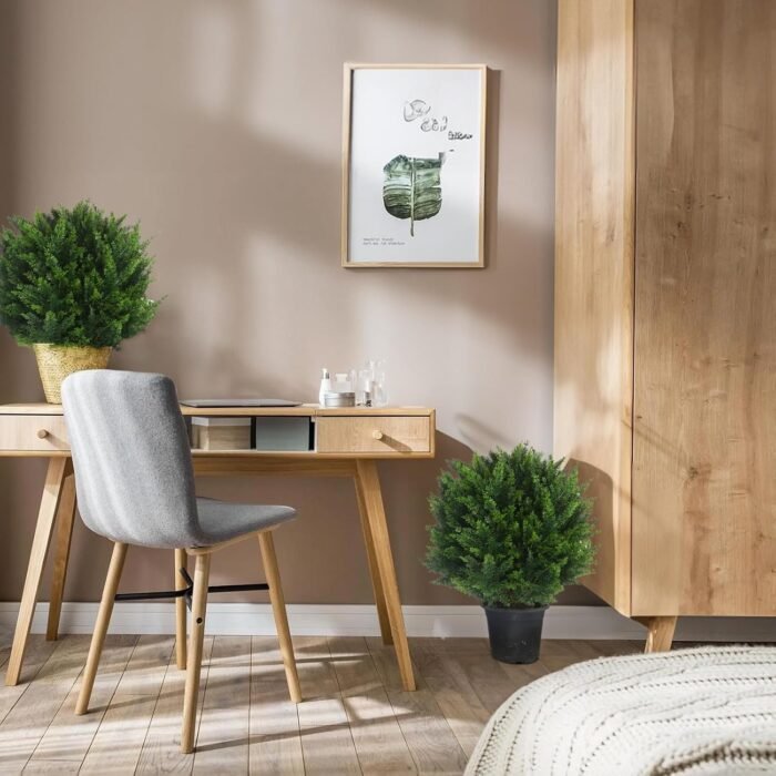 22''T Artificial Cedar Topiary Ball Tree 2 Pack, Outdoors Artificial Shrubs Faux Plants Uv Rated Perfect for Outdoor, Indoor - Easy to Install. - Image 6