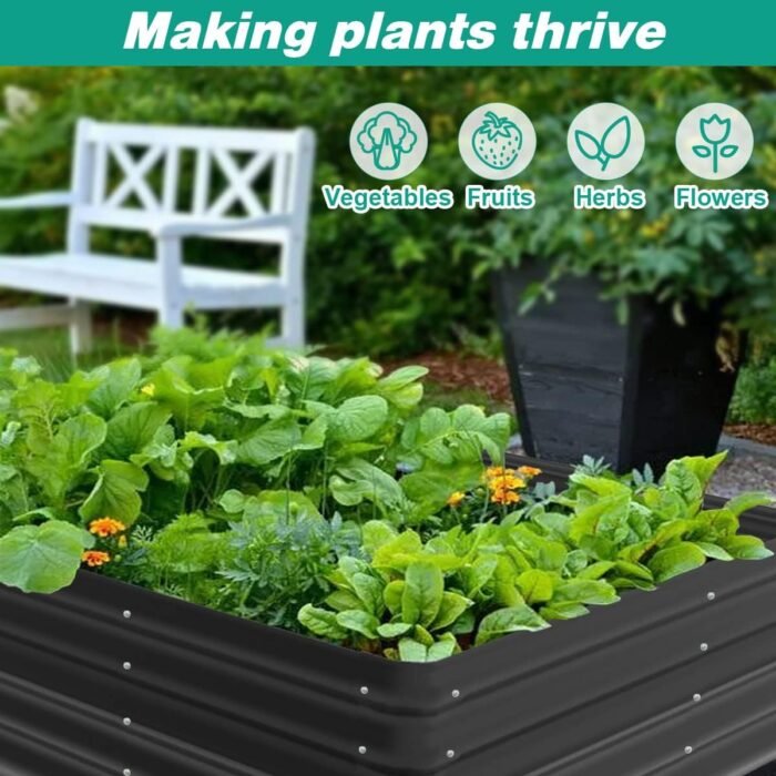 Outside Raised Garden Bed Kit for Vegetables, Herbs, Flowers, and Fruits, 4.0x3.0x1.0ft Planters Box for Outdoor Plants, Black - Image 5