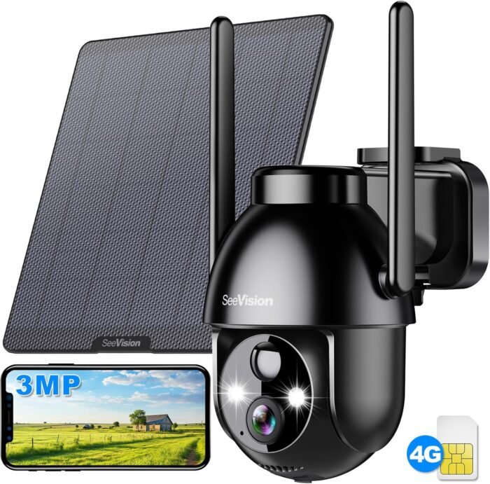 4G LTE Cellular Solar Security Cameras Wireless Outdoor, Solar Powered 3MP Camera 2K No WiFi Security Camera, PIR Motion Detection,Siren,Color Night Vision, SD/Cloud Storage (SIM Card Included) - Image 8