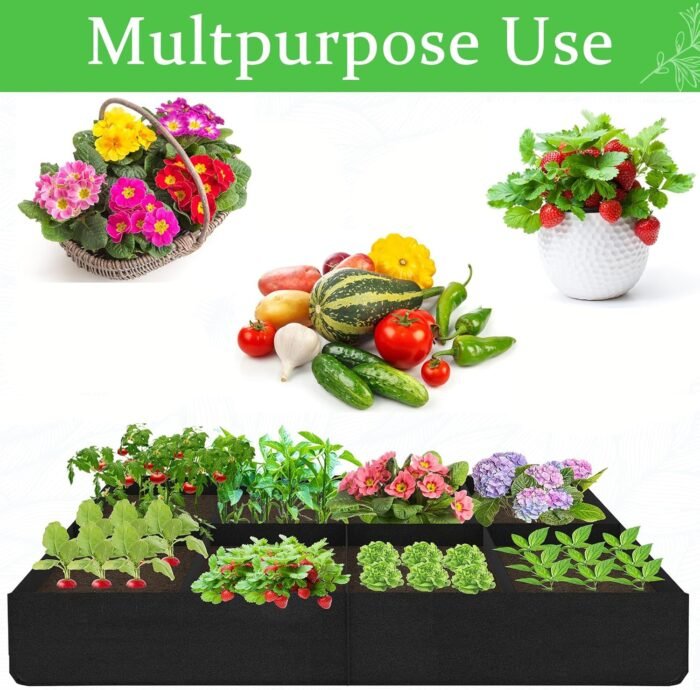 POILKMNI Fabric Raised Garden Bed, 232 Gallon 8 Grids Plant Grow Bags 8x4x1ft Large Garden Grow Bed Bags for Growing Herbs, Flowers and Vegetables - Image 8