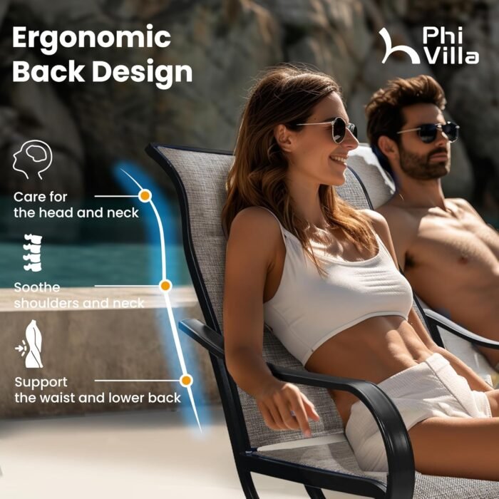 PHI VILLA Outdoor Swivel Patio Dining Chairs Set of 6, All Weather Patio Chair with Padded Textilene & Metal Frame for Outdoor Poolside Lawn Garden, Brown - Image 6