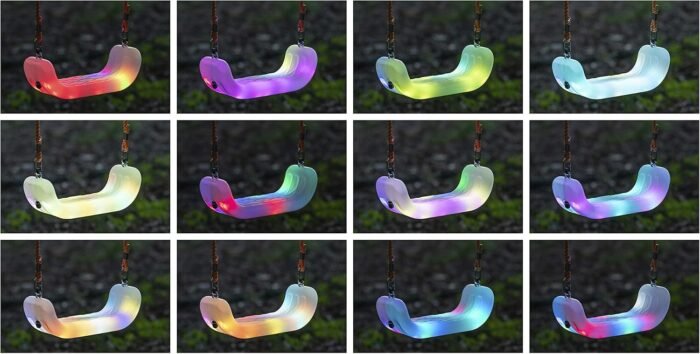 Firefly Water Park - 5 User / 4 Station Metal Backyard Swing Set with 5' Water Slide, LED Swings and Ground Tarp, 148" x 93" x 74", by XDP Recreation - Image 9