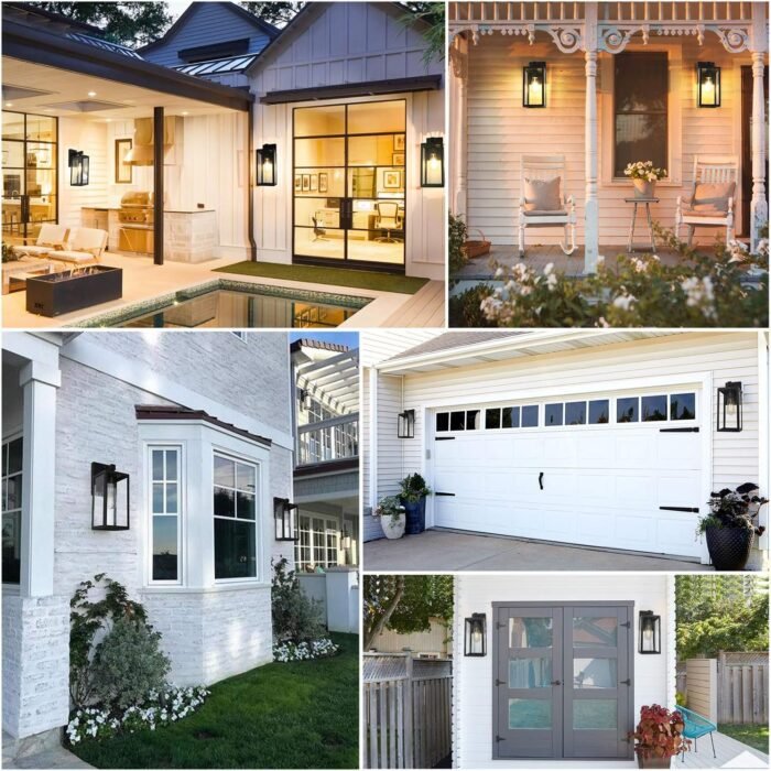SHINE HAI Dusk to Dawn Sensor Outdoor Wall Sconce, Exterior Lantern Fixture with E26 Base, Wall Mount Waterproof Lamp for Porch, Doorway - Image 6