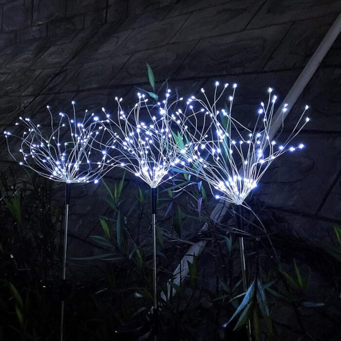Solar Firework Lights, 2 Pack 120 LEDs 2 Lighting Modes Outdoor Waterproof for Garden Patio Walkway Pathway Party Wedding Christmas Decorative - Cool White - Image 9