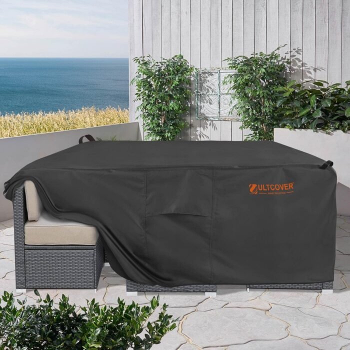 ULTCOVER Smart Selection Rectangular Patio Furniture Sectional Sofa Set Waterproof Outdoor Dining Table Cover 136x74 inch, Black - Image 7