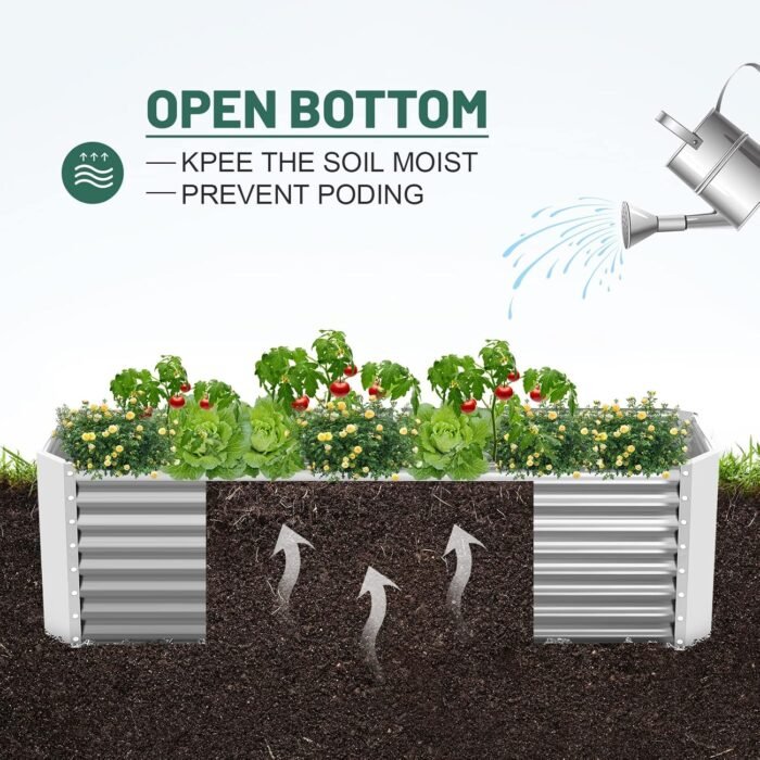 Land Guard 8×4×2 ft Galvanized Raised Garden Bed Kit, Galvanized Planter Raised Garden Boxes Outdoor, Large Metal Raised Garden Beds for Vegetables. - Image 3