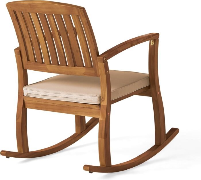 Christopher Knight Home Selma Acacia Rocking Chairs with Cushions, 2-Pcs Set, Teak Finish - Image 5