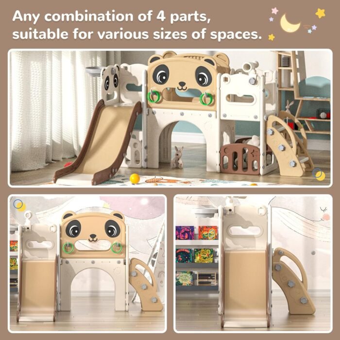 9 in 1 Toddler Slide and Climber Playset Indoor Outdoor Kids Slide with Basketball Hoop,Telescope and Storage Space, Freestanding Backyard Playground for Children Age 1-6 - Image 6