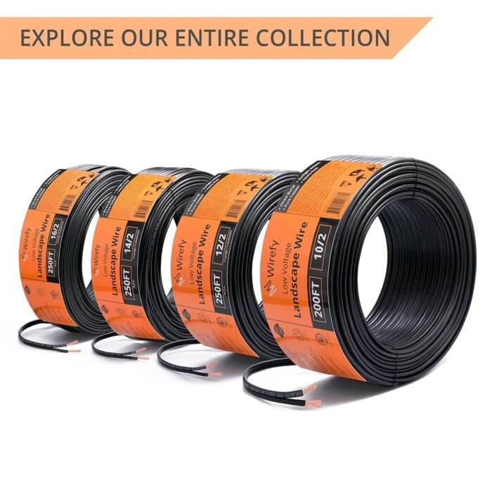 Wirefy 12/2 Low Voltage Landscape Lighting Copper Wire - Outdoor Direct Burial - 12-Gauge 2-Conductor 250 Feet | Landscape Lighting Wire | Low Voltage Wire 12/2 | 12/2 Landscape Wire - Image 8