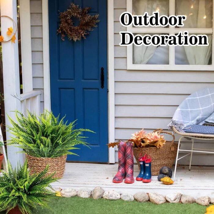 10PCS Fake Fern Outdoors - Ferns Artificial Plants for Outdoor Ferns That Look Real Boston Faux Fern Stems Indoor Nearly Natural UV Resistant Outdoor Plants Artificial for Porch Greenery Decor - Image 6