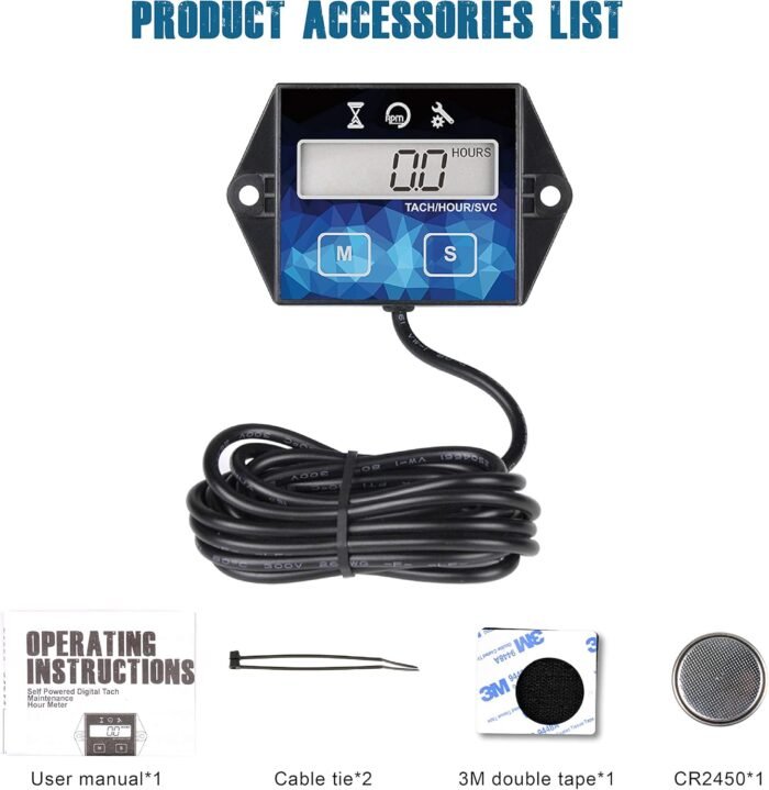 Runleader Small Engine Hour Meter, Digital Tachometer, Maintenance Reminder, Battery Replaceable, User Shutdown, Use for ZTR Lawn Mower Tractor Generator Marine Outboard ATV (1) - Image 6
