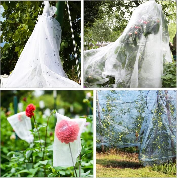 2 Pack10 ft x 6.5ft Garden Netting, Fine Garden Screen Mesh, Plant Covers to Keep Small Animals Out, Garden Barrier Netting for Patio Raised Bed Garden Hoops Vegetables Fruits Flowers Protection - Image 8