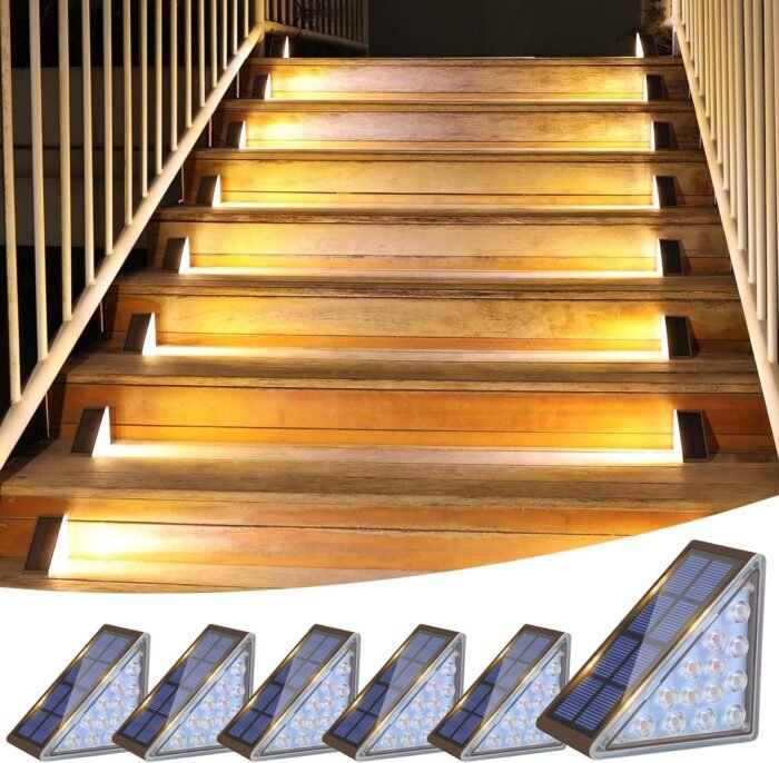 VOLISUN Solar Step Lights Outdoor Waterproof, LED Outdoor Stair Lights, Solar Step Light for Outside, Solar Deck Lights Outdoor Decor for Stair,Front Porch and Patio(Brown,6 Pack)