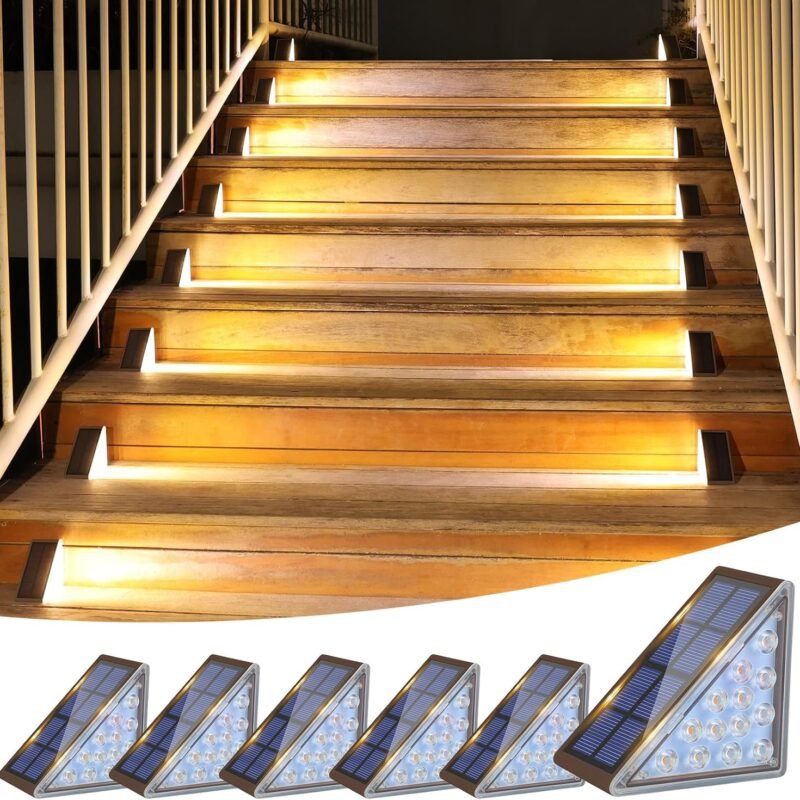 VOLISUN Solar Step Lights Outdoor Waterproof, LED Outdoor Stair Lights, Solar Step Light for Outside, Solar Deck Lights Outdoor Decor for Stair,Front Porch and Patio(Brown,6 Pack)