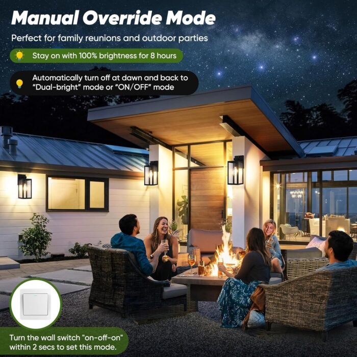 Upgraded Motion Sensor Outdoor Wall Light, 13” Dusk to Dawn Porch Light Outdoor Wall Sconce Lantern, 3 Lighting Modes Exterior Lighting Fixture Wall Mount, Outside Light for House Garage, Black - Image 4