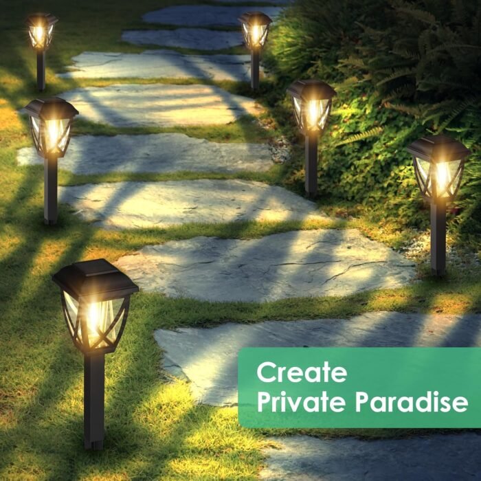 Derynome Solar Lights Outdoor, 10 Pack Solar Garden Lights, Waterproof Solar Pathway Lights for Outside, Outdoor Lights for Garden, Yard, Patio, Landscape, Planter, Walkway Decor, Black, PL001 - Image 6