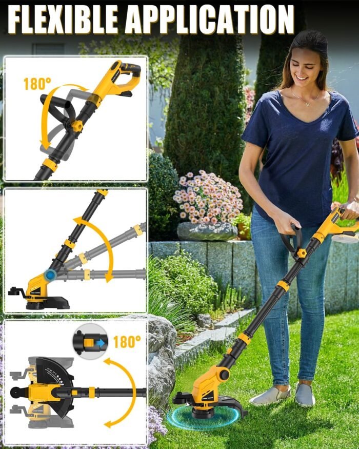 Houselife Cordless String Trimmer Compatible with Dewalt 20V Max Battery 3 in1 Weed Wacker with Auto Line Feed, 12" Electric Weed Eater/Edger Trimmer/Mower, String Trimmers for Lawn Garden(Tool Only) - Image 4