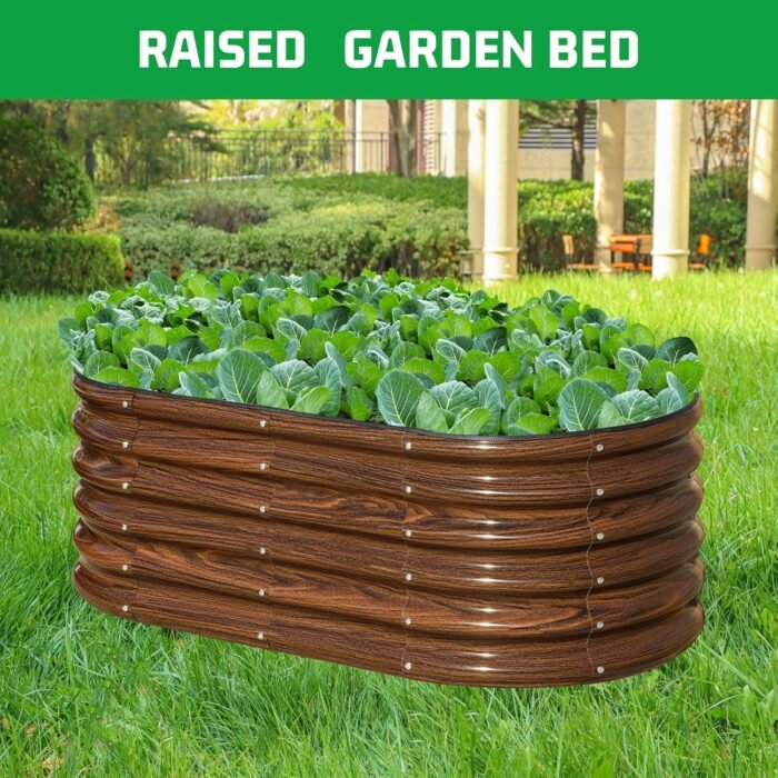 SnugNiture 4x2x1.5ft Raised Garden Bed Outdoor, 17" Tall Galvanized Metal Planter Box, Raised Garden Bed Kit for Planting Vegetables Plants Fruits, Brown - Image 4