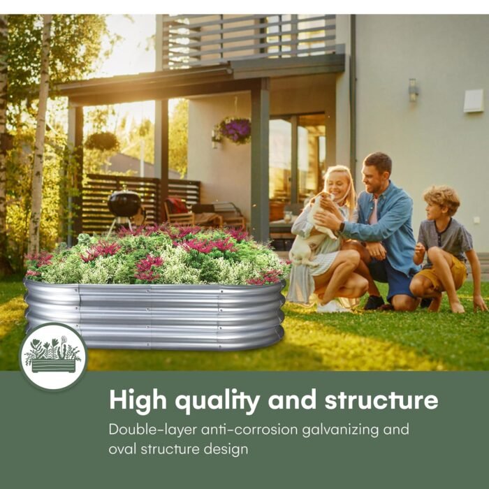 2WAYZ Galvanized Raised Garden Bed - Galvanize Planter Box Kit - Metal Raised Garden Boxes for Outdoor, Indoor - Oval Large Metal Planter for Vegetables, Herbs, Plants, Flowers, Veggies - Silver - Image 4