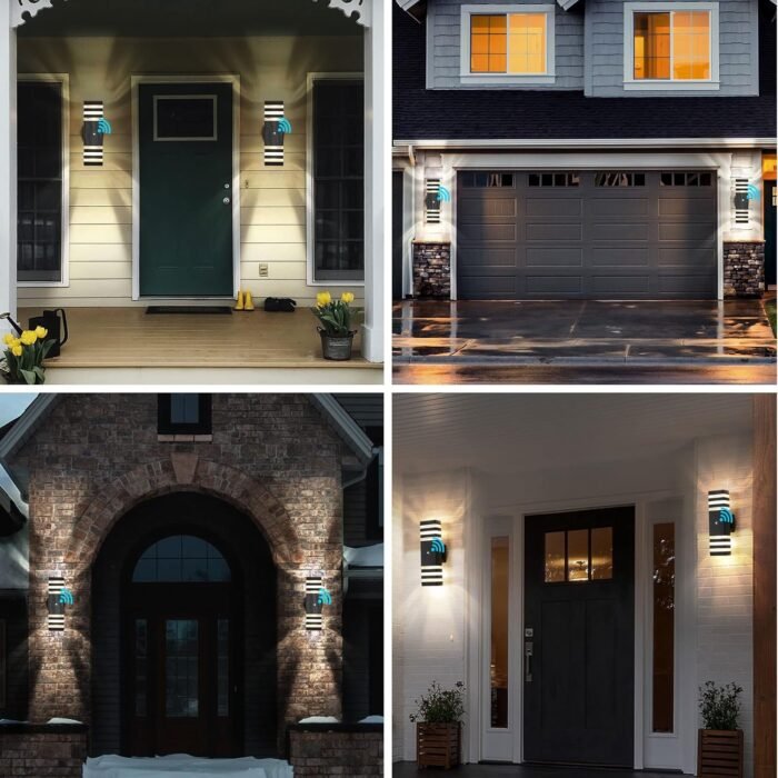 tewei Dusk to Dawn Outdoor Wall Lights, Modern Exterior Light Fixture, 3-Layer Up and Down Matte Black Outdoor Lights IP65 3000K Warm White Waterproof Modern Wall Sconce for Garage Porch, 2 Pack - Image 6
