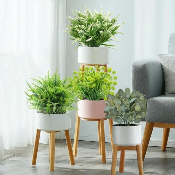 12 Bundles Fake Plants Artificial Plants Outdoor UV Resistant Faux Boston Fern Lavender Eucalyptus Greenery Shrubs Plastic Flowers for Outside Gardens Porch Yards Planter Home Spring Summer Decor - Image 3