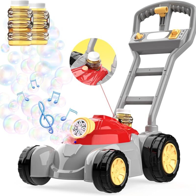 BELLOCHIDDO Bubble Lawn Mower - Upgrade Bubble Machine for Toddlers, Bubble Mower Push Toys for Preschool Kids, Outdoor Toys Christmas Birthday Gifts for Boys & Girls
