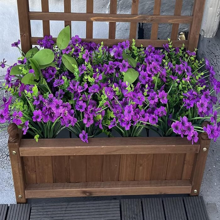 20 Bundles Artificial Flowers for Outdoors, UV Resistant Fake Flowers with Plastic Plants, Faux Silk Flowers for Outside Window Box Front Porch Hanging Planter Decor-Purple - Image 6