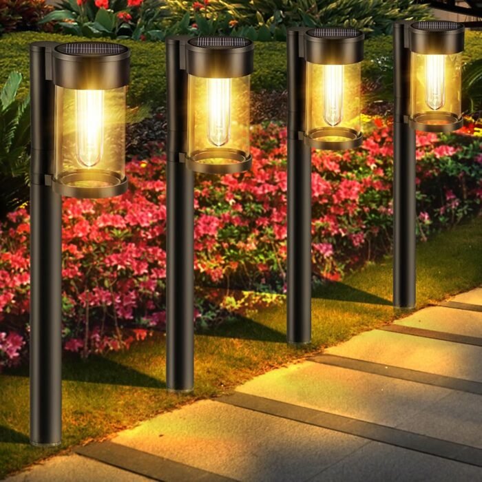 Solar Pathway Lights Outdoor, 10 Pack Metal & Glass Solar Lights Outdoor Waterproof Landscape Path Lights Solar Lights for Outside Yard Lawn Walkway Driveway Garden Decor - Image 7