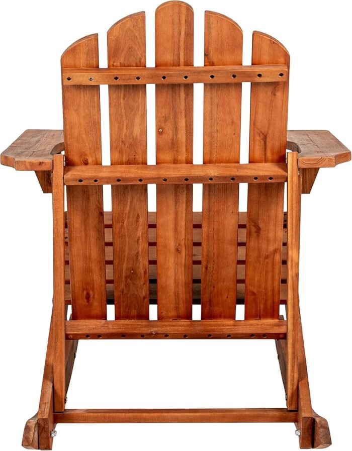 JONATHAN Y PAT1000A Kiawah Outdoor Patio Classic Acacia Wood Adirondack Rocking Chair for Garden, Lawn, Backyard, Pool, Deck, Beach, Firepit, Light Brown - Image 6