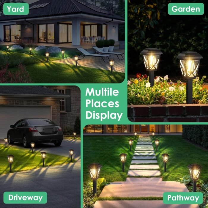 Derynome Solar Lights Outdoor, 10 Pack Solar Garden Lights, Waterproof Solar Pathway Lights for Outside, Outdoor Lights for Garden, Yard, Patio, Landscape, Planter, Walkway Decor, Black, PL001 - Image 7