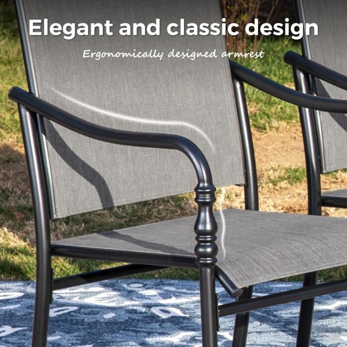 7 Pieces Patio Dining Set, Patio Dining Set for 6, 67" Rectangular Outdoor Dining Table, 6 X Textilene Chairs, for Garden Lawn Porch Backyard Poolside，Grey - Image 7