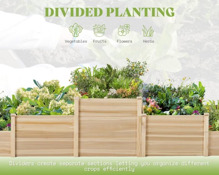 Amerlife Raised Garden Bed Outdoor Gardening, 3-Tier Wood Planter Box with Cedar Leg, Baseboard and Leakage Hole, Large Garden Box Assembled Without Tools, Ideal for Vegetables, Herbs, Flowers - Image 5