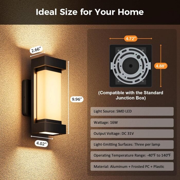 XMCOSY+ Outdoor Wall Lights, 2100LM Smart LED Porch Lights Outdoor, RGBCW Exterior Lighting Sconce, Wi-Fi Control, Compatible with Alexa, IP65 Waterproof, 1 Pack - Image 9