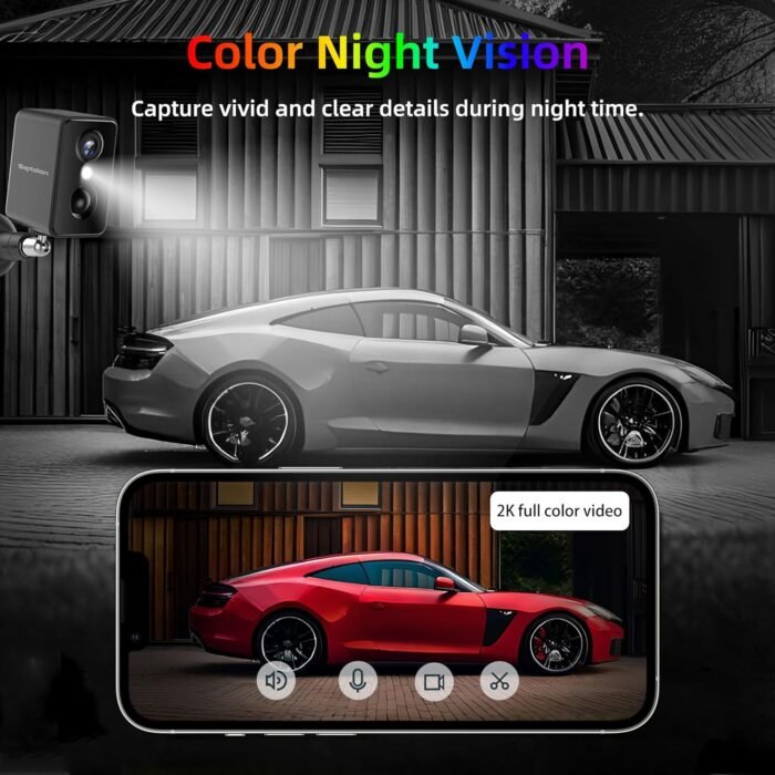 Septekon 2K Security Cameras Wireless Outdoor 4 Pack, Solar Battery Powered Camera with Two Spotlights, PIR Motion Detection Siren, Color Night Vision, 2-Way Audio, IP66 Waterpoof - Image 3