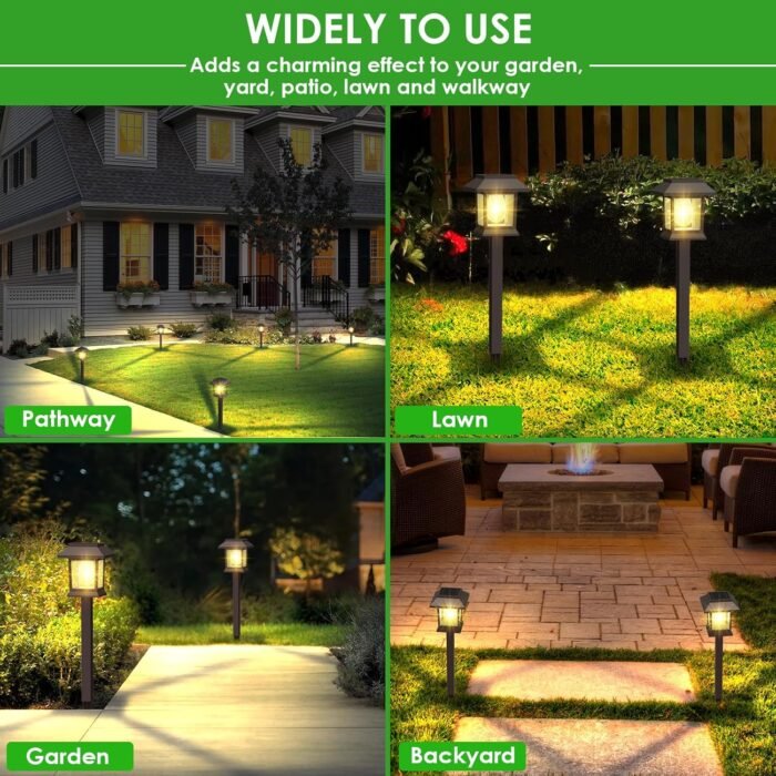 Solar Pathway Lights Outdoor, 12 Pack Upgraded LED Waterproof Solar Outdoor Lights, Solar Garden Landscape Lighting for Outside Driveway Garden Landscape Walkway Path Yard Lawn Decor (12) - Image 4