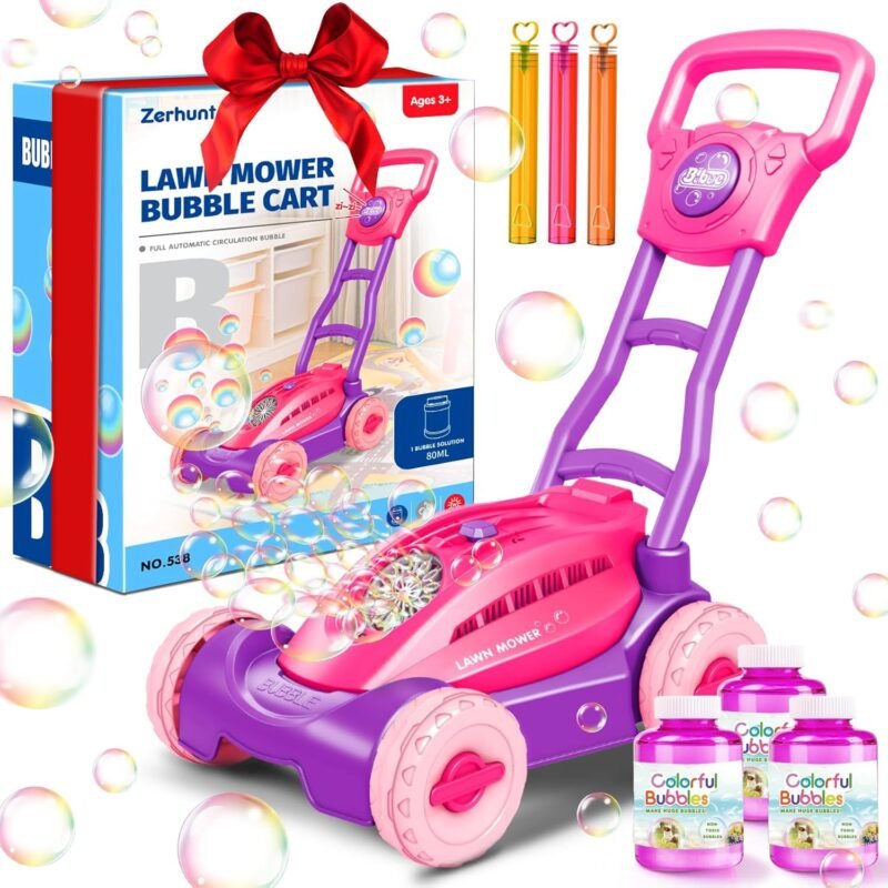 Automatic Bubble Machine Lawn Mower: Outdoor Toy for Toddlers Ages 3-6 - Garden Yard Party Fun - Bubble Maker Gift Idea for Girls