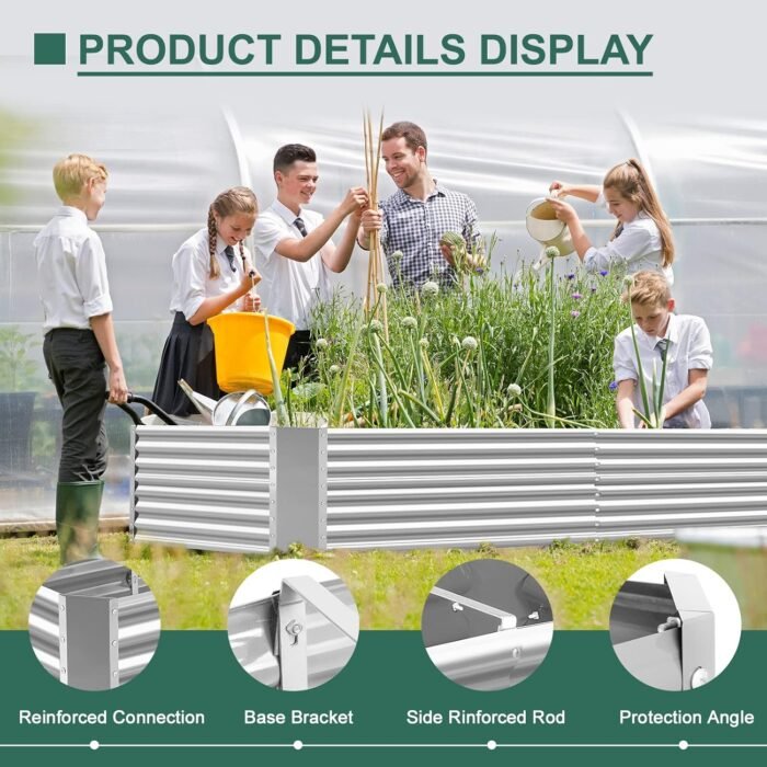 Land Guard 8×4×2 ft Galvanized Raised Garden Bed Kit, Galvanized Planter Raised Garden Boxes Outdoor, Large Metal Raised Garden Beds for Vegetables. - Image 5
