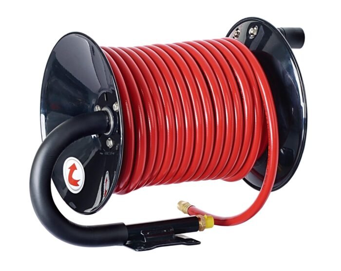 ReelWorks Air Hose Reel Tool Retractable Hand Crank 3/8" Inch x 100' Feet 300 PSI / 20 BAR Heavy Duty Steel Construction (Hose Not Included) - Image 7