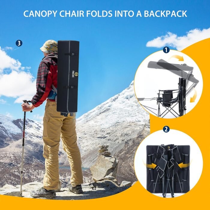 Nice C Chair with Canopy, Chairs with Shade, Heated Camping Chair, Outdoor Heated Chair, Canopy Chair, Heated Folding Chair, Heated Chairs Outdoor Sports, Sports Chair, w/Removable Footrest (1-Pack) - Image 9