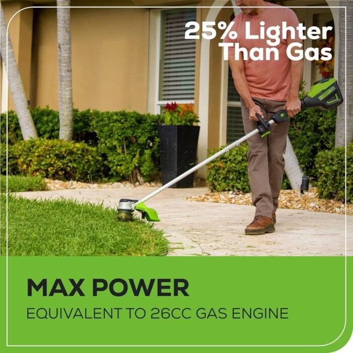 Greenworks 60V 16” Brushless Cordless String Trimmer, 2.5Ah Battery and Charger Included - Image 4