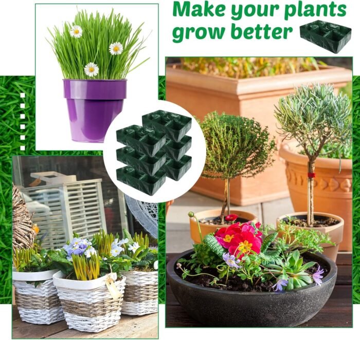 6 Pack 35 Gallon Raised Garden Beds Rectangle Garden Planting Bed with 6 Divided Grids Drainage Holes 4 Pcs White Gloves Warehouse Gloves for Vegetables Flowers Tomatoes Herb (Polypropylene, Cotton) - Image 3
