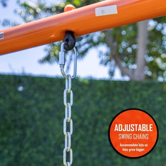 Jungle Warrior Anaconda Metal Swing Set with 45" Saucer Swing, 2 Sling Swings, Rock Climbing Wall and 5ft Slide with Slide - Image 10