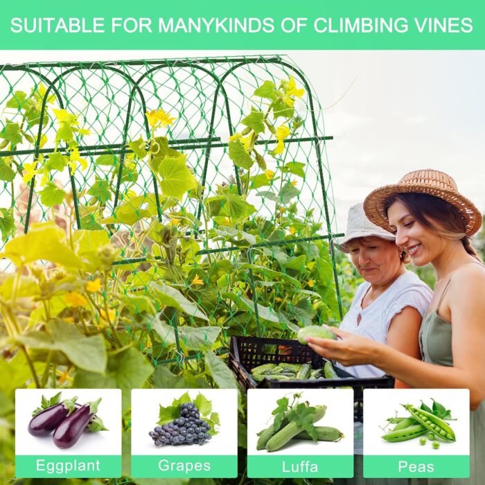 65"×65" Upgrade Heightened Cucumber Trellis for Raised Bed,U-Shape Garden Trellis for Climbing Plants Outdoor,Adjustable Metal Arch Vegetables Trellis with Climbing Net for Tomato,Bean,Grape,Zucchini - Image 6