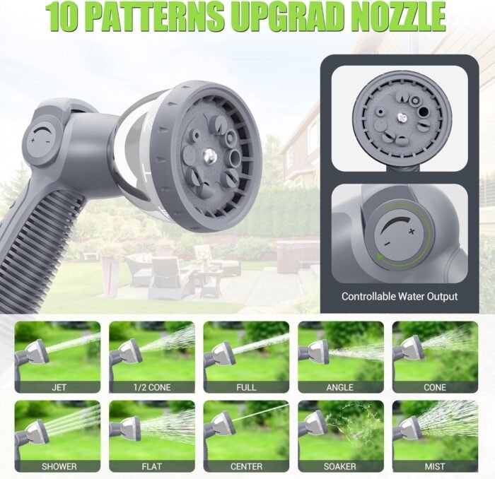 1/2" x 150 ft Retractable Hose Reel, Heavy Duty Retractable Garden Hose Reel Wall Mounted with 10-Pattern Hose Nozzle/Any Length Lock/Slow Return System/180°Swivel Bracket - Image 2