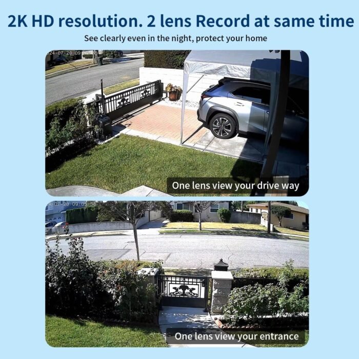 Dual Lens Security Camera Outdoor,WiFi Camera for Home Security,Home Survaillance Outdoor Camera,PTZ,2-Way Audio, Auto Tracking,Night Vision,24/7 Continous Record,IP65 Weather Proof - Image 5
