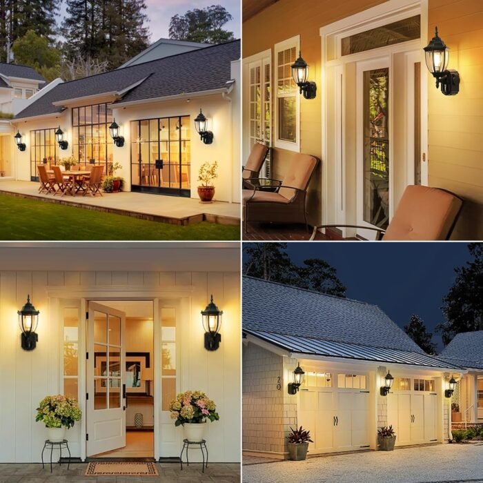 2 Pack Porch Lights with Outlet, Motion Sensor Outdoor Lights, Updated Dusk to Dawn Exterior Lighting Fixtures, Waterproof Anti-Rust Aluminum Outside Lights for House Entryway Garage, Black - Image 8