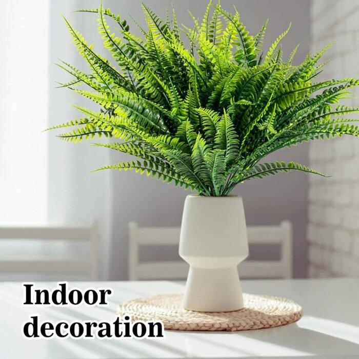 10PCS Fake Fern Outdoors - Ferns Artificial Plants for Outdoor Ferns That Look Real Boston Faux Fern Stems Indoor Nearly Natural UV Resistant Outdoor Plants Artificial for Porch Greenery Decor - Image 5