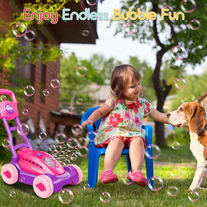 Automatic Bubble Machine Lawn Mower: Outdoor Toy for Toddlers Ages 3-6 - Garden Yard Party Fun - Bubble Maker Gift Idea for Girls - Image 4