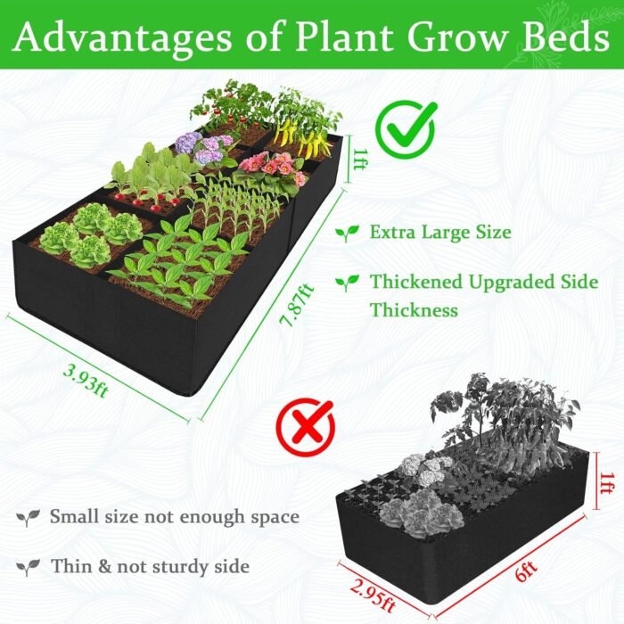 POILKMNI Fabric Raised Garden Bed, 232 Gallon 8 Grids Plant Grow Bags 8x4x1ft Large Garden Grow Bed Bags for Growing Herbs, Flowers and Vegetables - Image 4